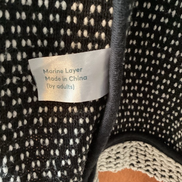 Marine Layer Birdseye Long Cardigan Jacket Sweater Beige Black XL - Picture 9 of 11